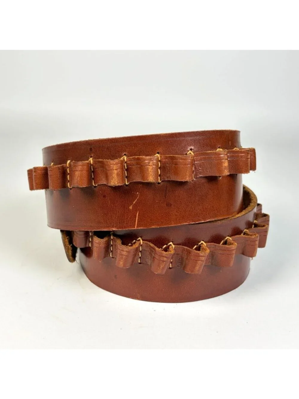 Vintage Red Head Leather Ammo Belt 35 Cartridge Loops North & Judd Buckle Vtg